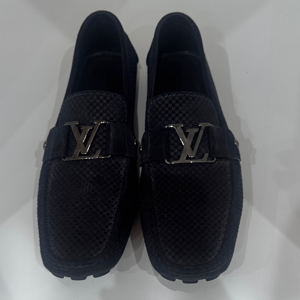 Louis Vuitton Navy Loafers With Silver Accent. Size 10